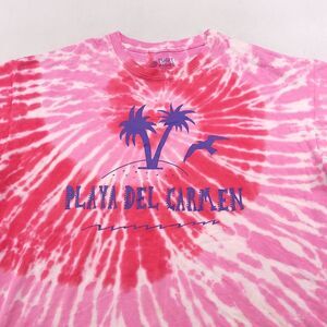 Playa Del Carmen Casual Short Sleeve T Shirt Adult Mens Size XL Tie-dye Pink